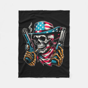 vom Juli Patriotic Usa Skeleton Skull US American  Fleecedecke