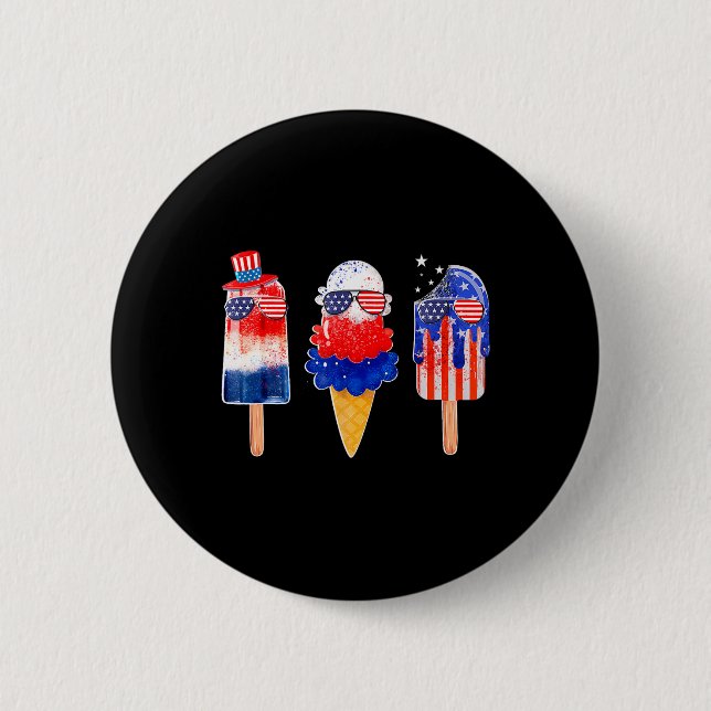 vom Juli Popsicle Red White Blue American Flag Pat Button (Vorderseite)