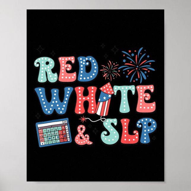 vom Juli Speech Therapy Red White Slp Speech Patho Poster (Vorne)