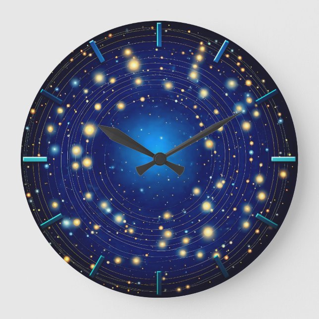 Vom nächtlichen Himmel fasziniert Große Wanduhr (Vorderseite)