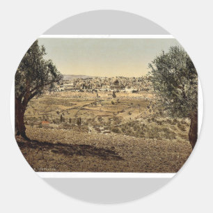 Vom Ölberg allgemeine Ansicht, Jerusalem, Runder Aufkleber