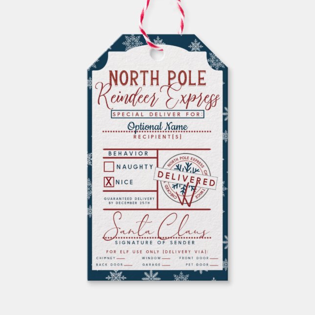 Vom Santa North Pole Express Naughty oder Nice Geschenkanhänger (Vorderseite)