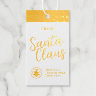 Vom Santa Offiziellen Nordpol Lieferung Gold Foil Geschenkanhänger