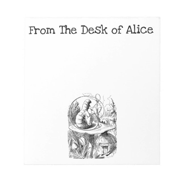 Vom Schreibtisch aus, Alice und der Raupe Notizblock (Vorderseite)