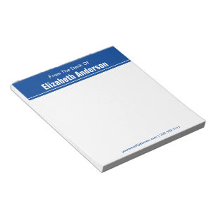 Vom Schreibtisch aus Deep Blue und White Notizblock