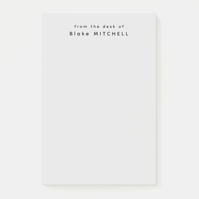 Vom Schreibtisch aus einfaches Monogramm grau Post-it Klebezettel (Vorderseite)