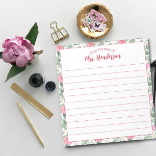 Vom Schreibtisch aus Niedliches Girly Floral Muste Notizblock