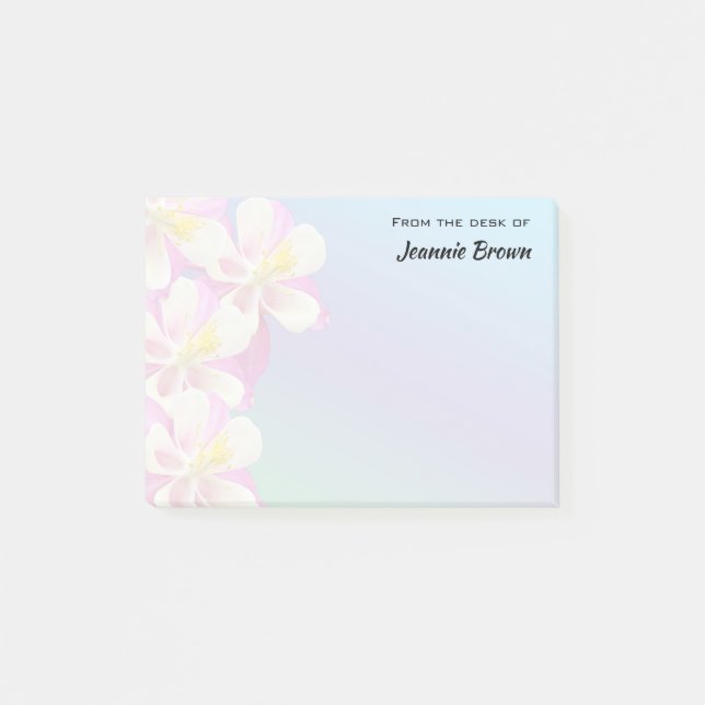 Vom Schreibtisch aus wunderschöne Blume der Columb Post-it Klebezettel (Vorderseite)