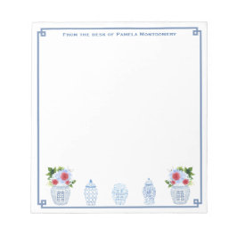 vom Schreibtisch | Chinoiserie Chic Red White Blue Notizblock