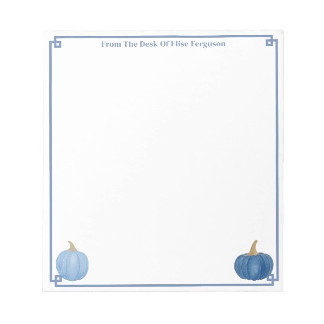 vom Schreibtisch | Classic Blue and White Pumpkin Notizblock (Vorderseite)