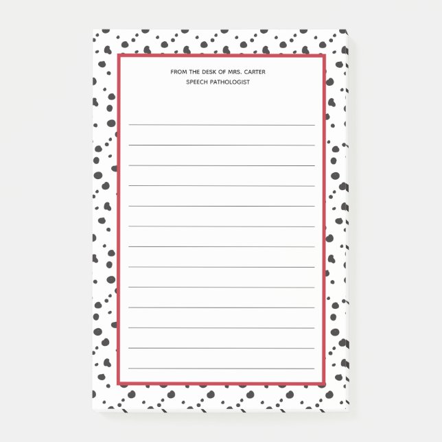 Vom Schreibtisch der | Dalmatiner School Mascot Post-it Klebezettel (Vorderseite)