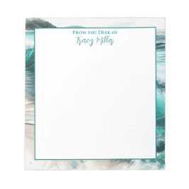 Vom Schreibtisch der | Personalisierte Meereswelle Notizblock