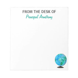 Vom Schreibtisch der Principal Watercolor Globe Sc Notizblock