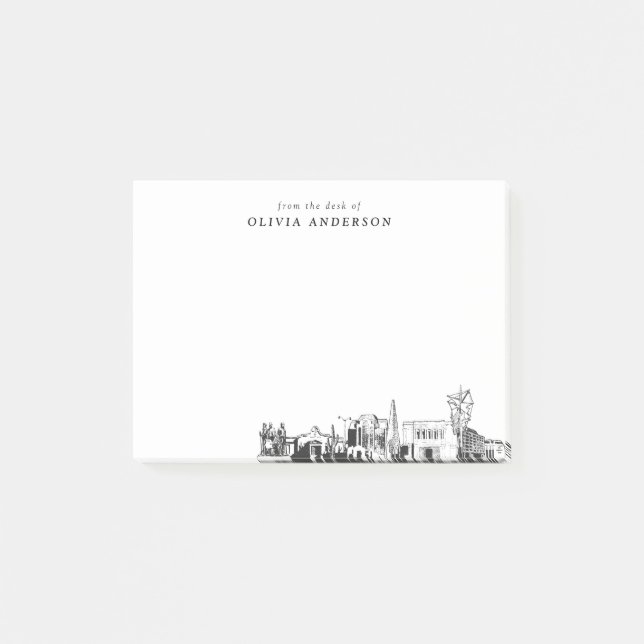 Vom Schreibtisch der Skyline von Mesa Personalisie Post-it Klebezettel (Vorderseite)