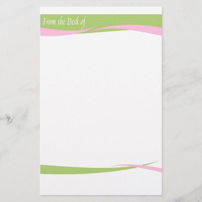 Vom Schreibtisch des Briefpapiers - Rosa u. Grün Briefpapier (Vorderseite)