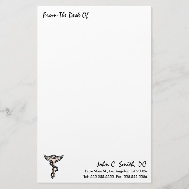 "Vom Schreibtisch" des Chiropraktik-Briefpapiers Briefpapier (Vorderseite)