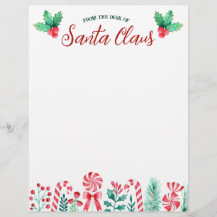 Vom Schreibtisch des Santa Claus Wasserfarbe Briefbogen