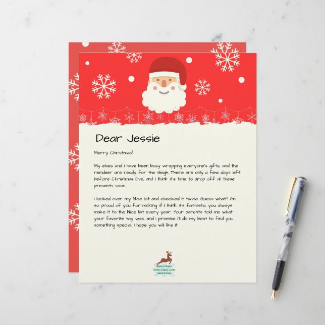 Vom Schreibtisch des Santa|Custom Christmas Letter (Vorderseite/Rückseite Beispiel)
