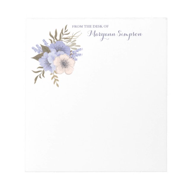 Vom Schreibtisch - Elegantes Bouquet mit Blume Notizblock (Vorderseite)