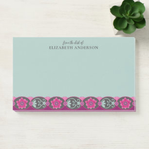 Vom Schreibtisch von Pretty Teal Floral Post-it Klebezettel