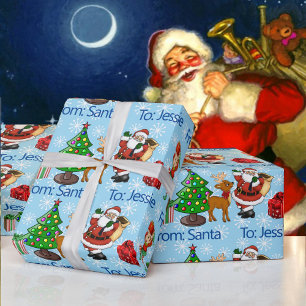 Vom Weihnachtsmann Weihnachten den Namen des Kinde Geschenkpapier