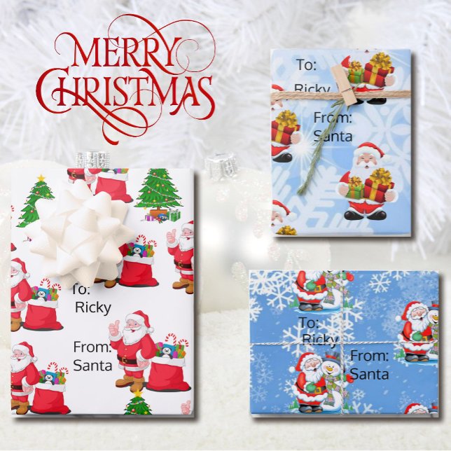 Vom Weihnachtsmann zum Namen Ihres Kindes 3 Weihna Geschenkpapier Set (Von Creator hochgeladen)