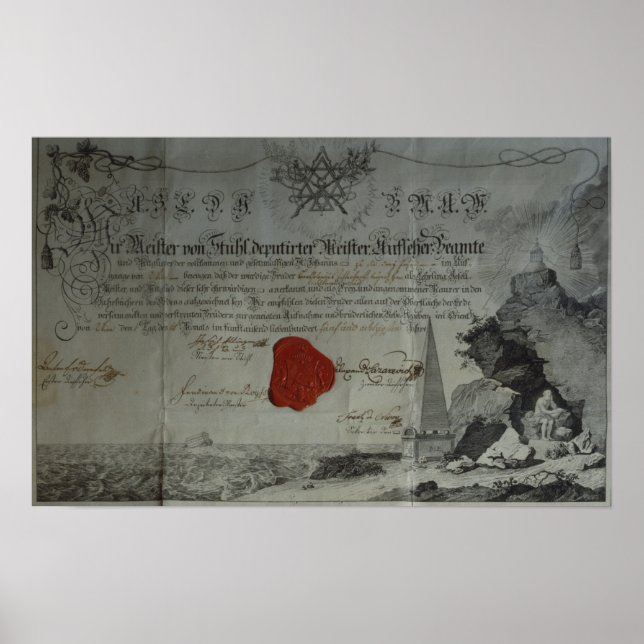 Vom Worshipful-Meister ausgestelltes Zertifikat Poster (Vorne)