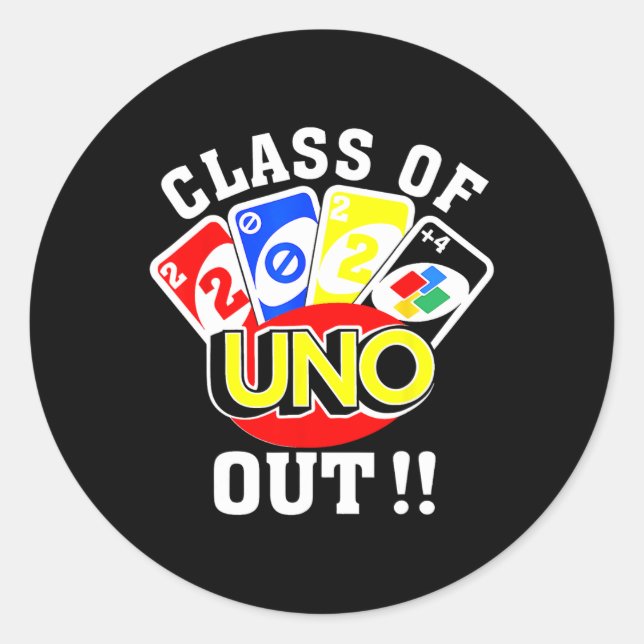 von 2024 Uno Out Senior 2024 Abschluss Lehrer Stu Runder Aufkleber (Vorderseite)