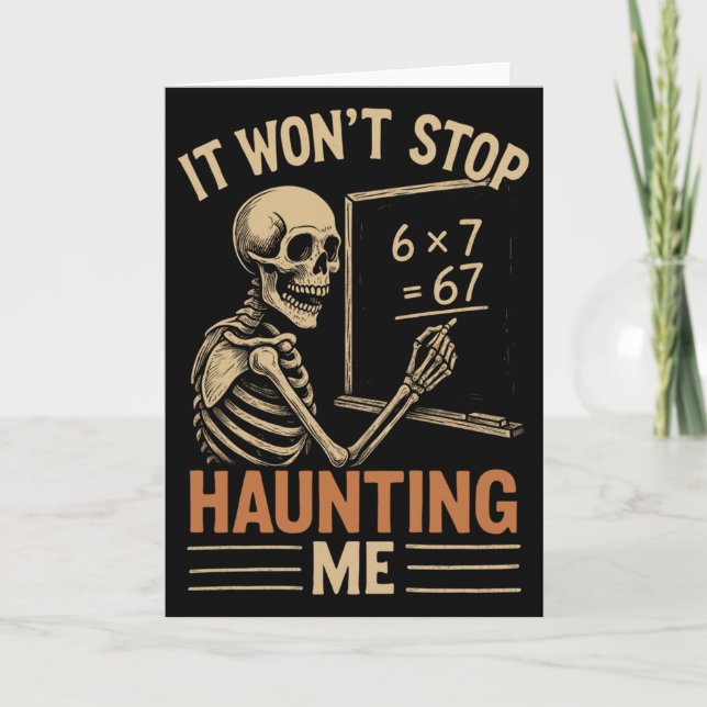 Von 67 Skelett-Mathe-Lehrer-Schüler-Halloween heim Karte (Vorderseite)