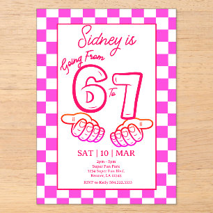 Von 6 bis 7 Meme Geburtstag Checkerboard Einladung