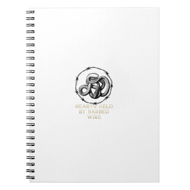 Von Barbed Wire Notebook gehaltene Herzen Notizblock (Vorderseite)