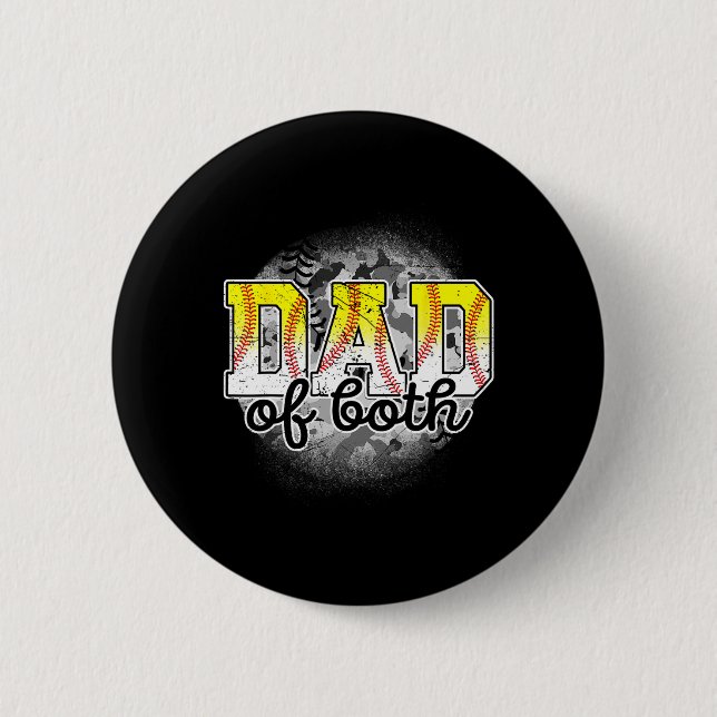 Von beiden Baseball Softball Fathers Day Baseball  Button (Vorderseite)