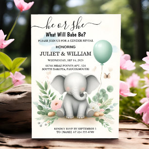 Von Big Zoo Baby White Elephant Birth Gender Revea Einladung