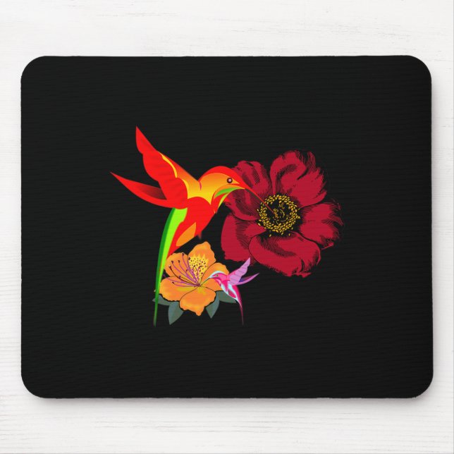 Von Blume Fütternd Vögel Grafik Mousepad (Vorne)