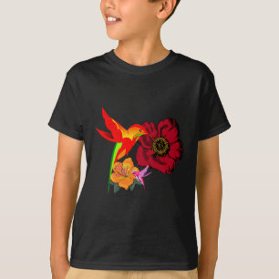 Von Blume Fütternd Vögel Grafik T-Shirt