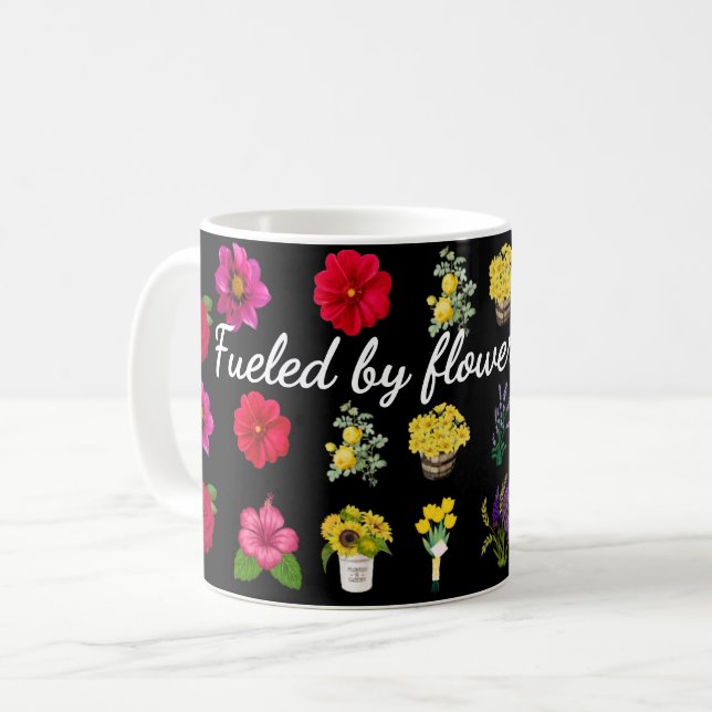 Von Blume und Latten gespeist | Pastell Floral Pat Kaffeetasse (Vorderseite Links)