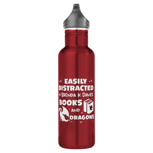 Von Brenda K Davies Bücher und Drachen abgelenkt Edelstahlflasche (Rechts)