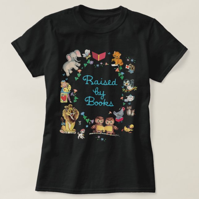 Von Büchern aufgewachsen Literaturbuch Themed Teac T-Shirt (Design vorne)