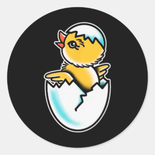 Von Chick Cracked Egg Spring Chicken Runder Aufkleber