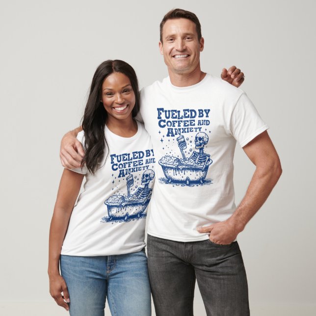 Von Coffee Anxiety Blue T-Shirt gespeist (Unisex)