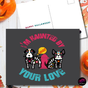Von deiner Liebe heimgesuchte Zucker-Schädel-Hunde Postkarte