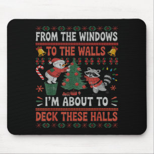 Von den Fenstern bis zu den Wänden Waschbär Weihna Mousepad