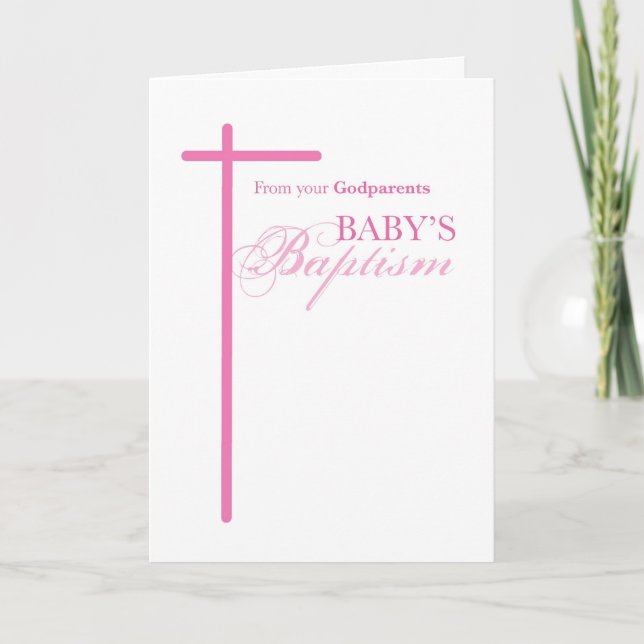 Von den Godparents auf Taufe des Mädchens, rosa Karte (Vorderseite)