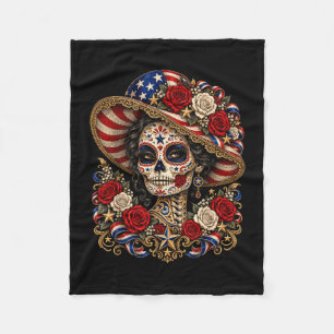 Von den Toten die Catrina Amerikanische Flagge Zuc Fleecedecke