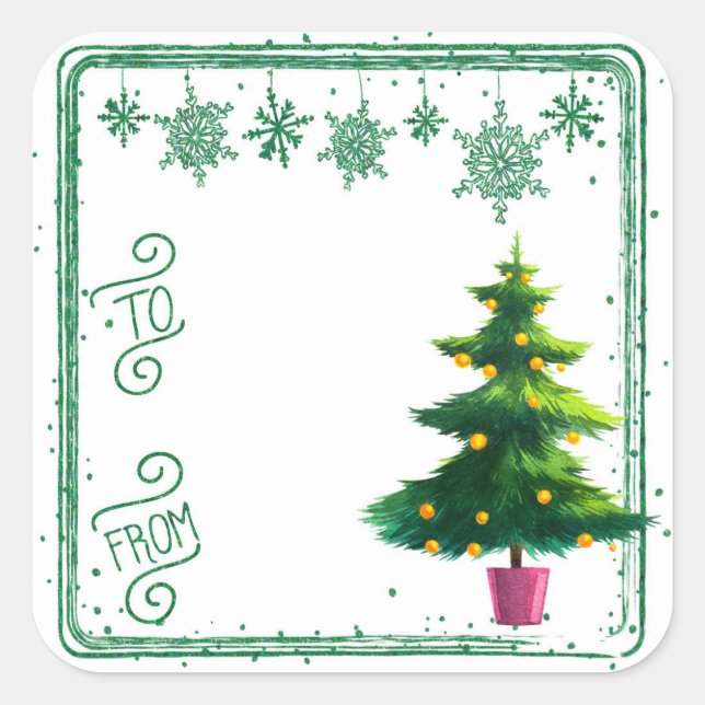 Von den Weihnachtsbaumgeschenkklebern Quadratischer Aufkleber (Vorderseite)