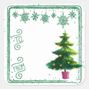 Von den Weihnachtsbaumgeschenkklebern Quadratischer Aufkleber