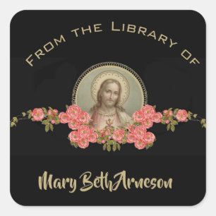 Von der Bibliothek... Heiliges Herz Jesu Quadratischer Aufkleber