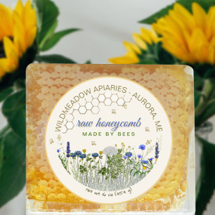 VON DER BIES HONEYCOMB-Klasse für Wiesenpflanzen u Runder Aufkleber