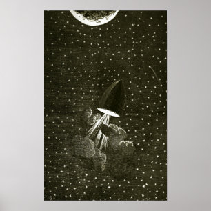 Von der Erde zum Mond durch Jules Vern Art Poster