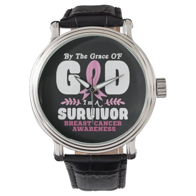 Von der Gnade Gott bin ein Überlebender Brustkrebs Armbanduhr (Vorderseite)